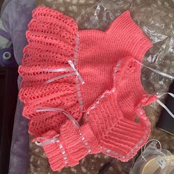 Hermoso Set De Bebé En Tejido Hecho A Mano