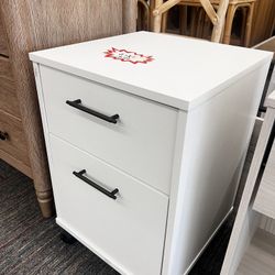 2 Drawer Mobile File Cabinet in Pure White Oak, New