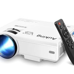 AuKing Projector, 2023 Upgraded Mini Projector, Full HD 1080P