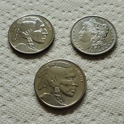 1900-O Morgan Silver Dollar/Buffalo Commemorative 99.9% Silver Coins 