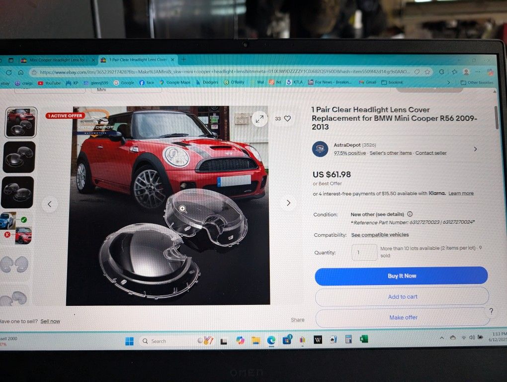 Mini Cooper Headlight Lenses