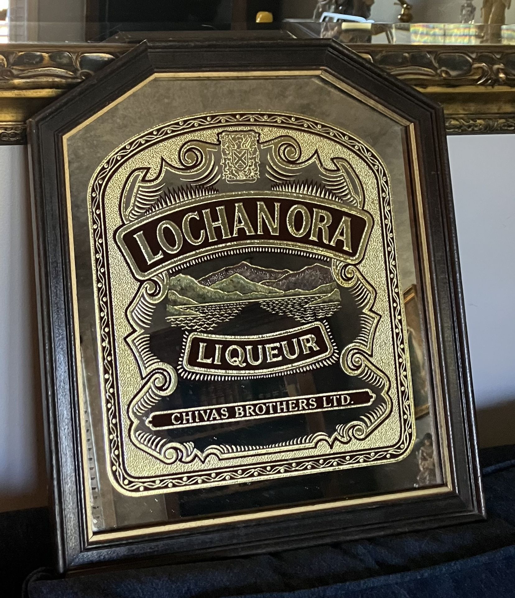 Vintage Lochan Ora Liqueur Framed Mirror