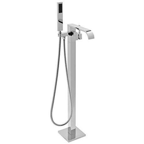 30" Bathroom Floor Mount Freestanding Multi-Function Bath Tub Filler Faucet w/Handheld Shower Head Wand