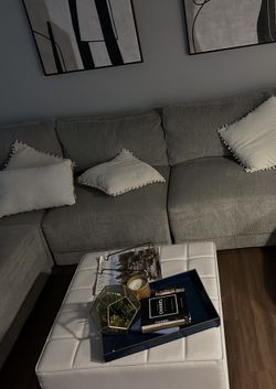 White Leather Ottoman