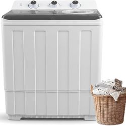 Portable Washing Machine Twin Tub - 14lbs Compact Washer (9,5lbs) and Spinner Dryer (4.5lbs) Combo with Drain Pump - Semi Automatic Washing Machine fo