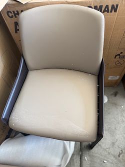 Set of two faux leather chairs *see notes*