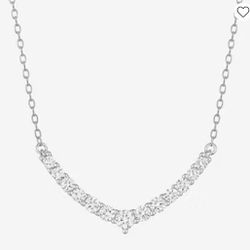 White Saphire Sterling Silver Pendant Necklace 