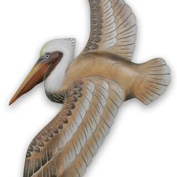 Hand-Carved Wood Pelican Wall Art - Beautiful Coastal Decor!