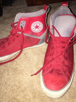 Red and grey Converse all stars SIZE 13