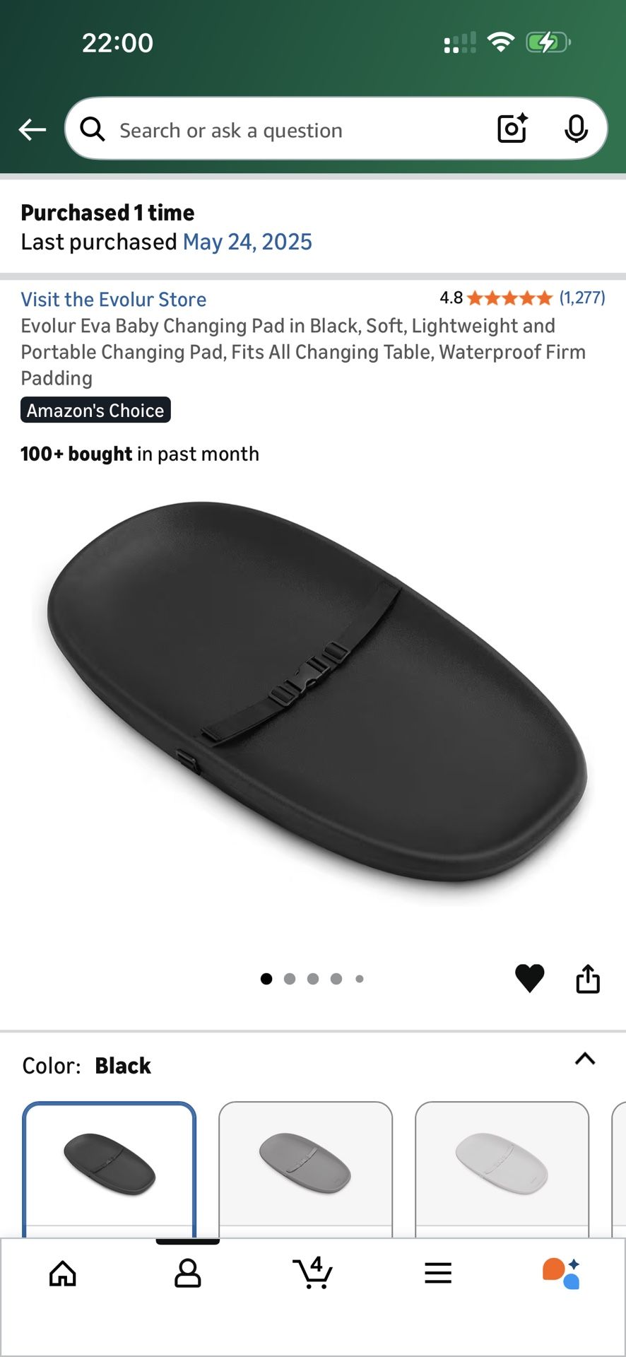 Evolur Eva Baby Changing Pad – Black (Like New)