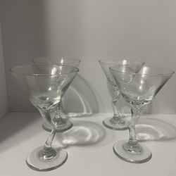 Set of 4 Libbey Martini Zig-Zag Stem Cocktail Glasses 9oz/266 ml