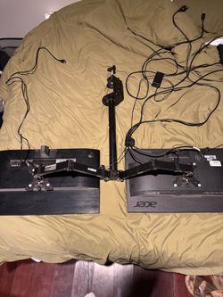 Dual Monitor Setup with Desk Mount Arm