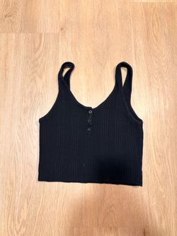 Black Ribbed Crop Tank Top