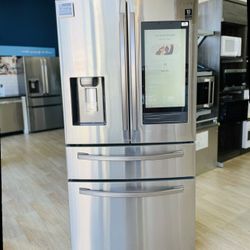 Samsung 22 cu. ft. 4-Door French Door, Counter Depth Refrigerator with 21.5 Touch Screen Family Hub in Stainless Steel