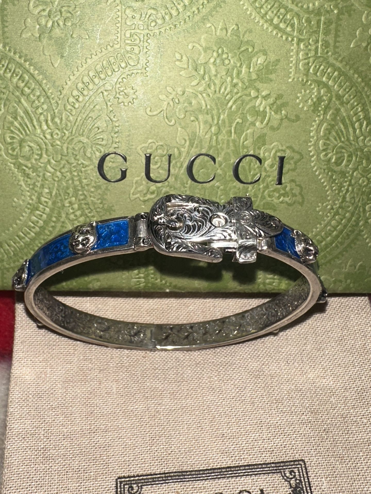 Gucci Feral Cat Silver Bangle