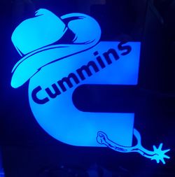 Cummins cowboy etched lighted mirror
