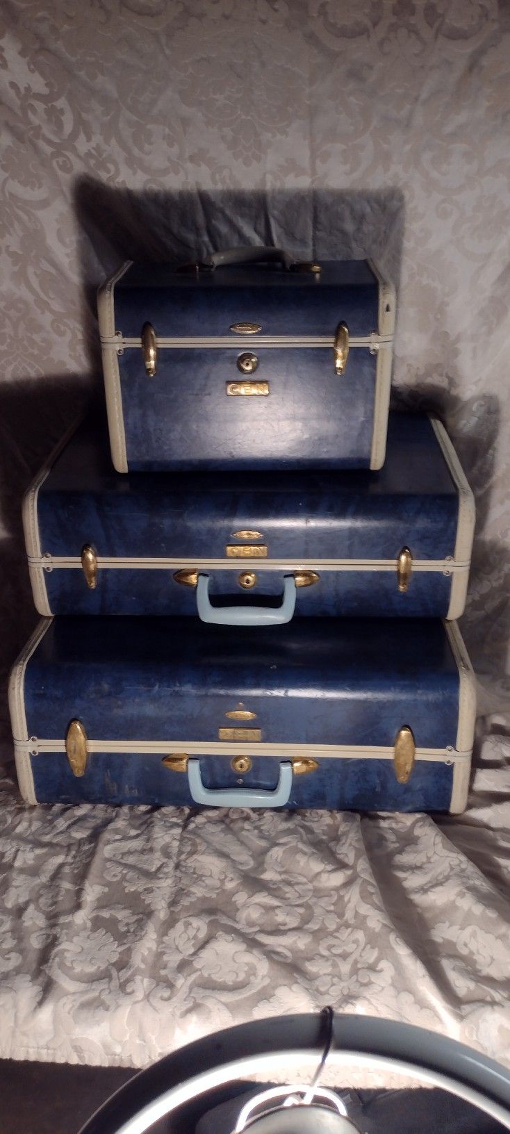 SAMSONITE LOUGAGE BLUE MARBLE 3 PIECE SET 