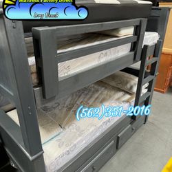 Triple Grey Twin Bunk Bed With Mattresses Colchones Nuevos Bonitos 