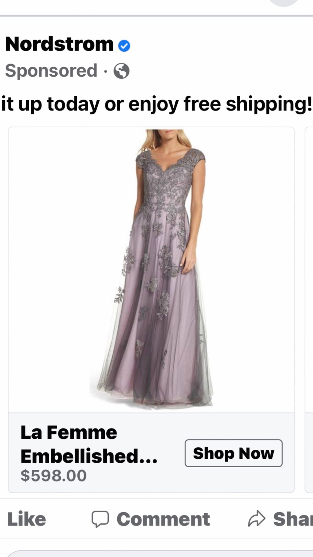 La femme Evening Dress Size 14