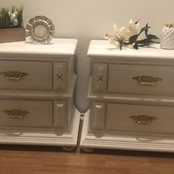 Hardwood Set Of Nightstands 