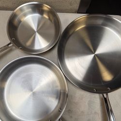 T-fal Pro Tri-Ply Stainless Steel 3-piece Frypan Set