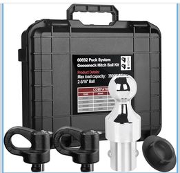 YZDKSMG 60692 - Puck System Gooseneck Hitch Ball Kit with Box, 2-5/16”, 38,000 lbs GTW. Compatible with Ford F250, F350, F450, Chevrolet Silverado 250