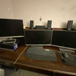 Trading Computer Set Up 4 Monitors Sony Surround With Sub