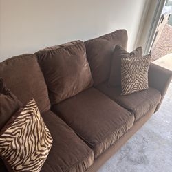Brown 3-Seater Sofa with Cushions – $150 OBO