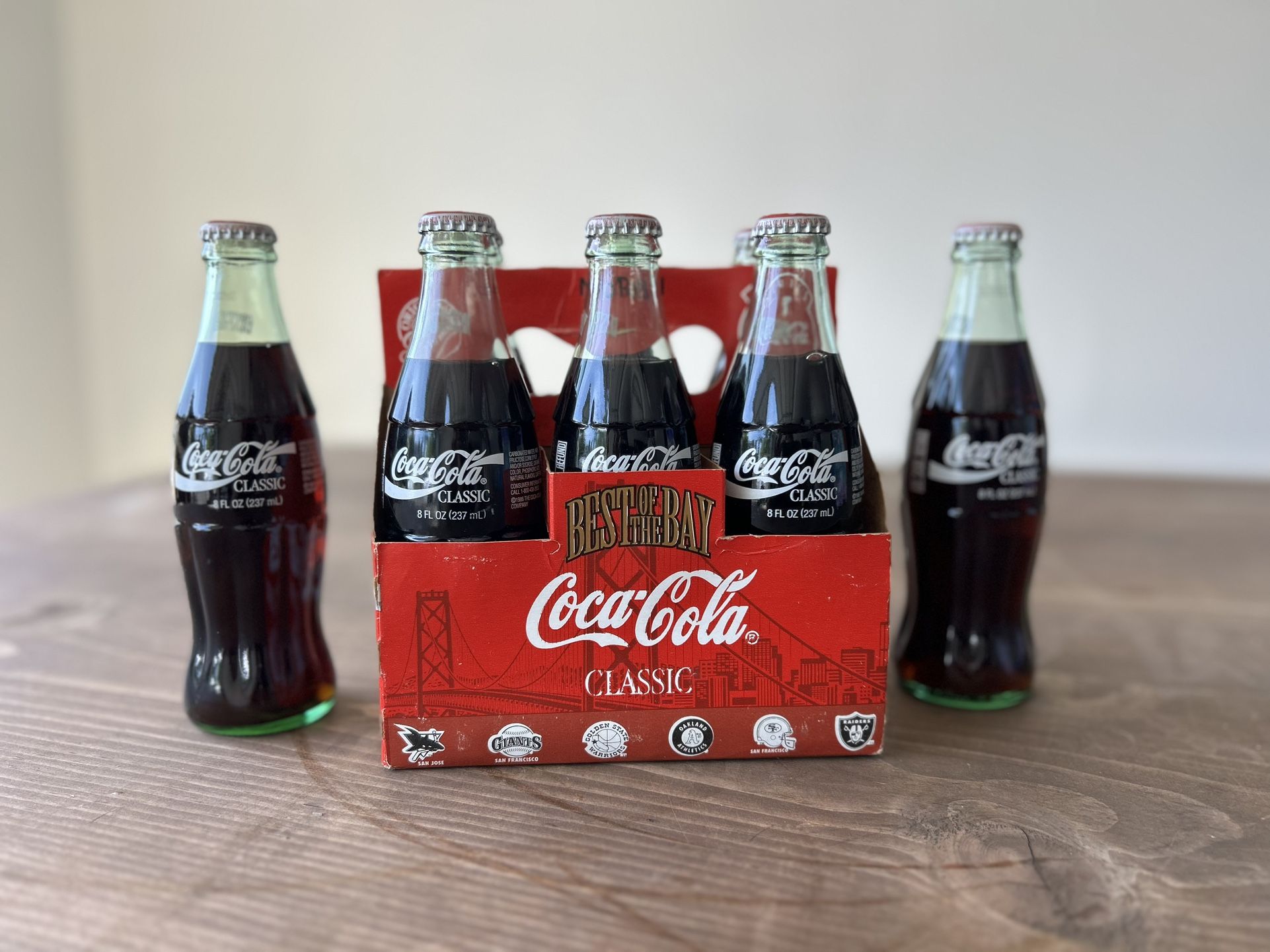 Vintage 1993 Coca-Cola “Best of the Bay” 8oz Glass Bottle 6-Pack – Limited Edition