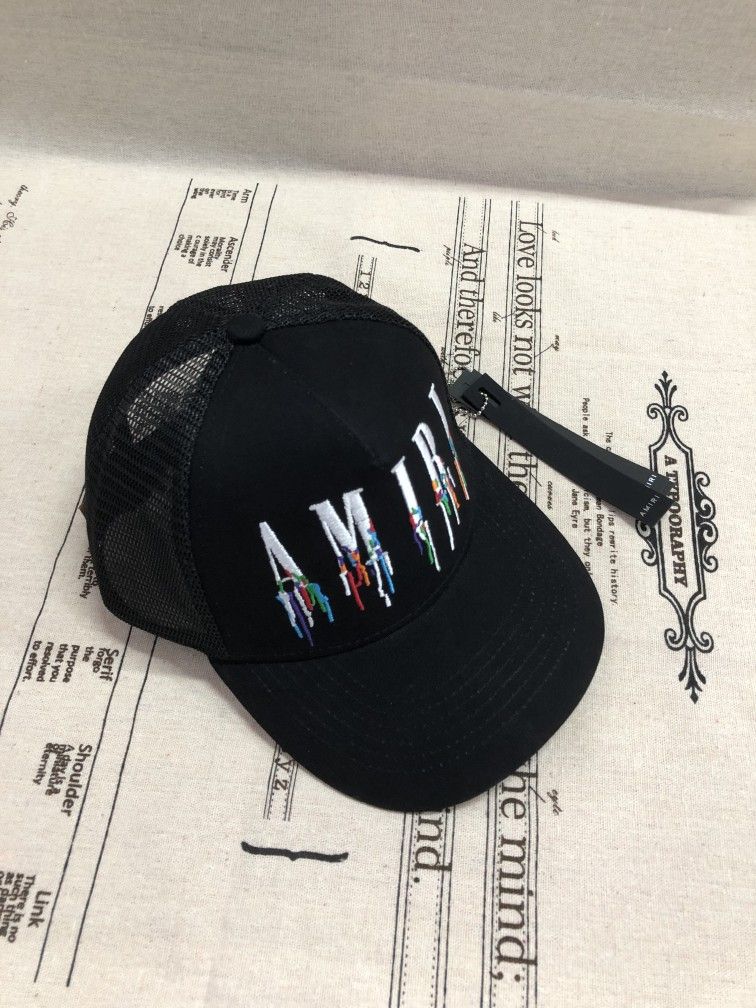 AMIRI Paint Drip Core Logo Trucker Cap