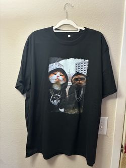 Black Graphic Cat Hip Hop T-Shirt 3XL