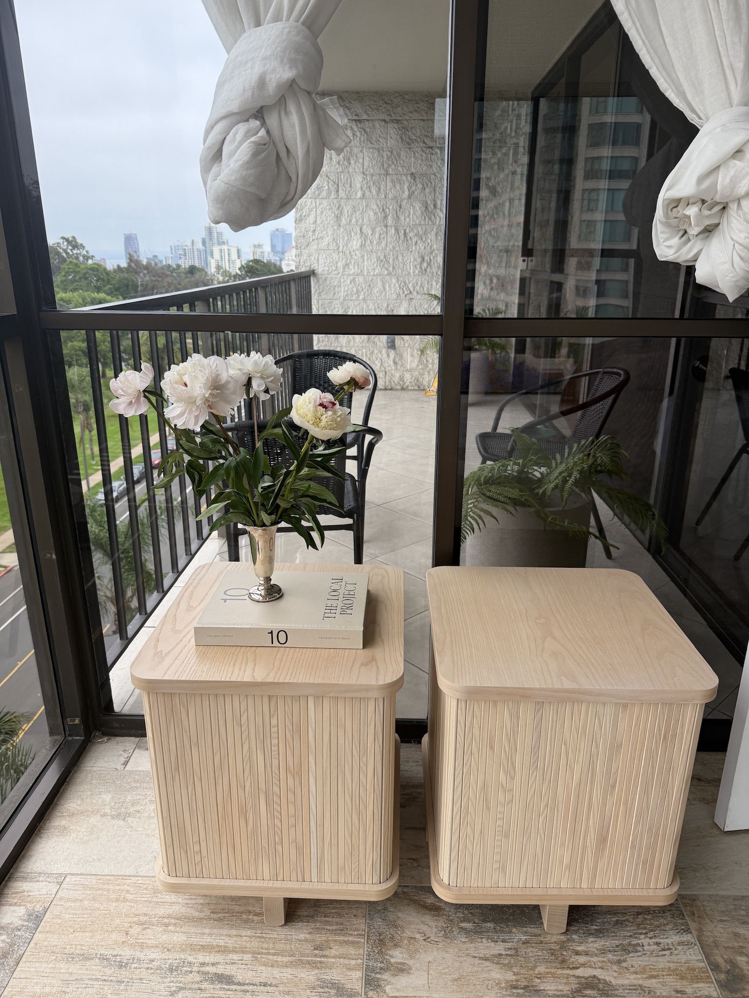 EQ3 Tambour Ash Wood Nightstands Or Side End Tables