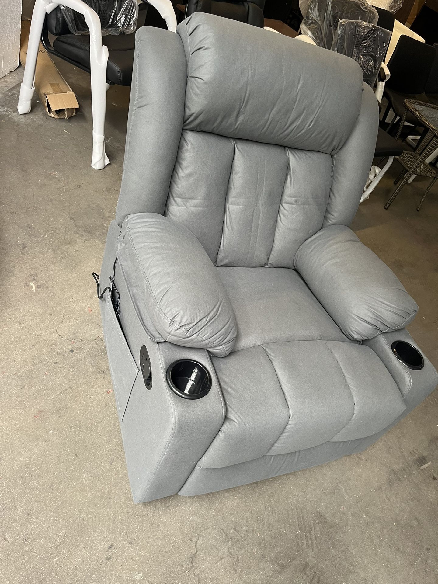 Rocker Swivel Recliner Chair for Adults, Overstuffed Large Manual Recliner Glider with Massage and Heat, Comfy Soft Fabric Living Room Reclining Sofa