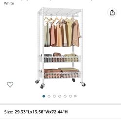VIPEK X20 Rolling Garment Rack Adjustable Wire Clothing Rack Portable Closet Rack with Hanging Rod Metal Basket Heavy Duty Clothes Drying Rack Laundry