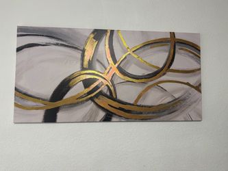 Abstract Canvas Wall Art Gold and Gray