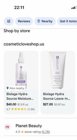 Biolage Hydra Source: $30 for 2 bottles.