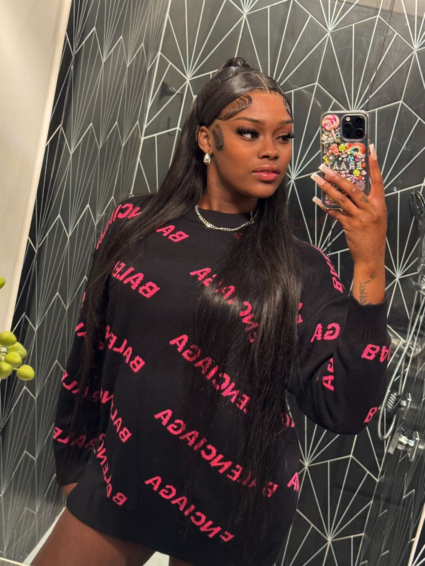 Black And Pink Balenciaga Sweater