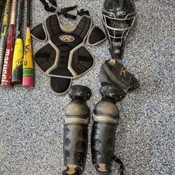 Baseball Bats And Catchers Gear 