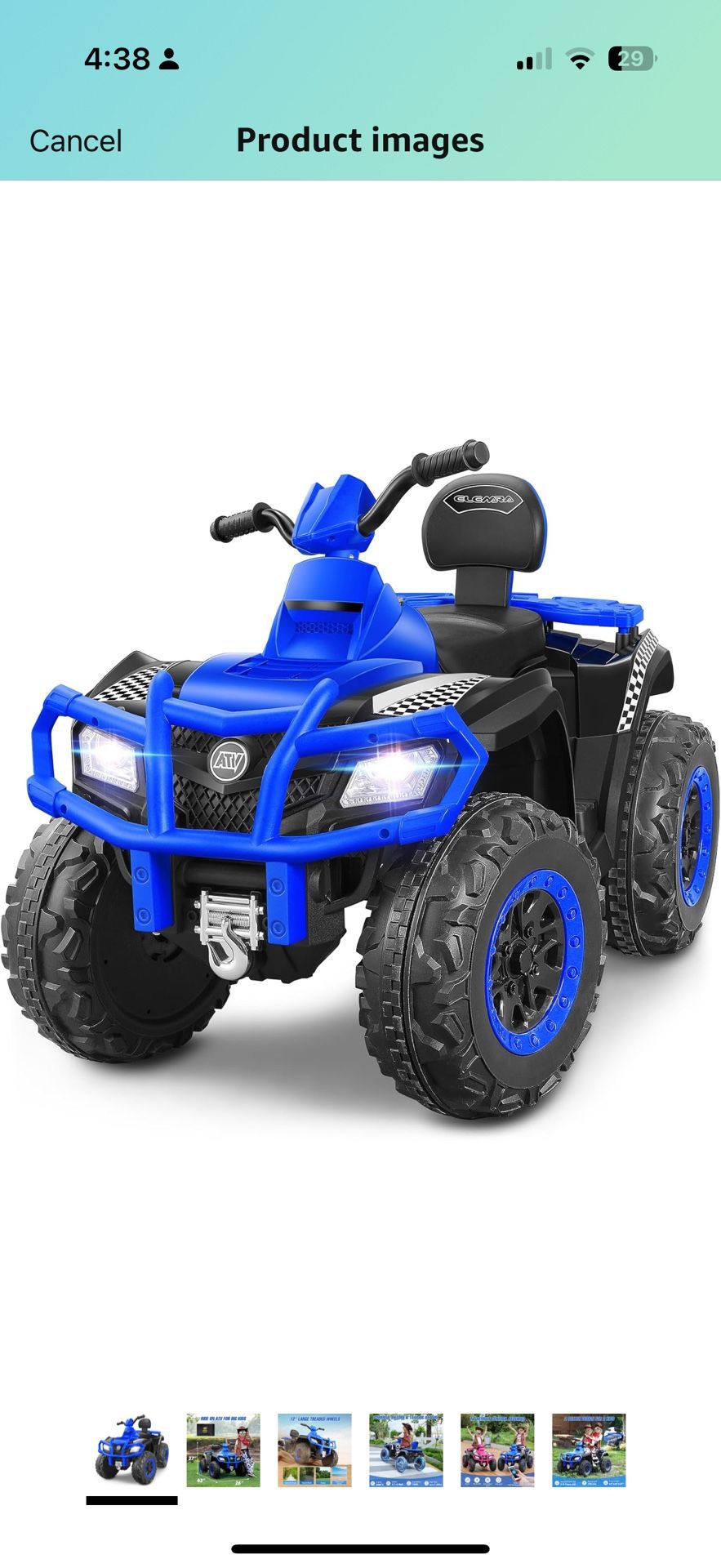 2 Seater Ride on ATV for Big Kids, 12V 4 Wheeler for Kids Quad with 10AH Battery, 4mph Max Speed,Bluetooth, LED Lights, Toddler Ride on 4 Wheeler Elec
