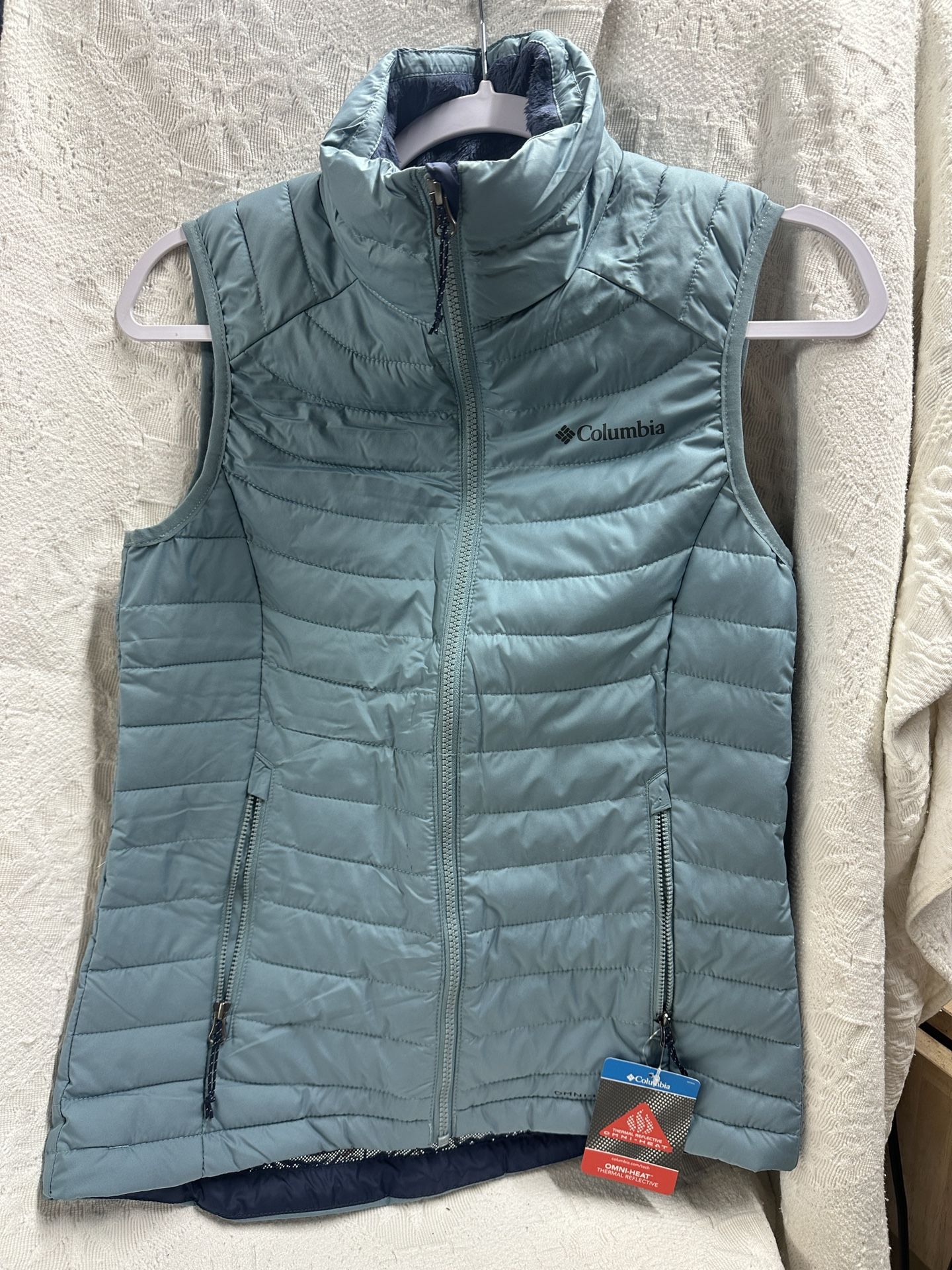 Columbia Women's Light Teal Puffer Omni Heat Full Zip Insulated Vest XS New