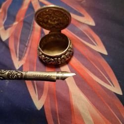 Silver Pen And Inkwell