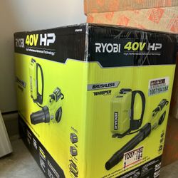 Ryobi HP 40V Brushless Whisper Series Leaf Blower Kit – 190 MPH, 730 CFM, Backpack Battery and Charger.