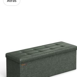 SONGMICS Colección Mazie - Banco otomano plegable de almacenamiento de 43 pulgadas, otomano con almacenamiento, taburete reposapiés, carga 660 lb, par