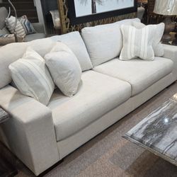 Cream Casual Modern Sofa Polyester Fabric New (Couch)