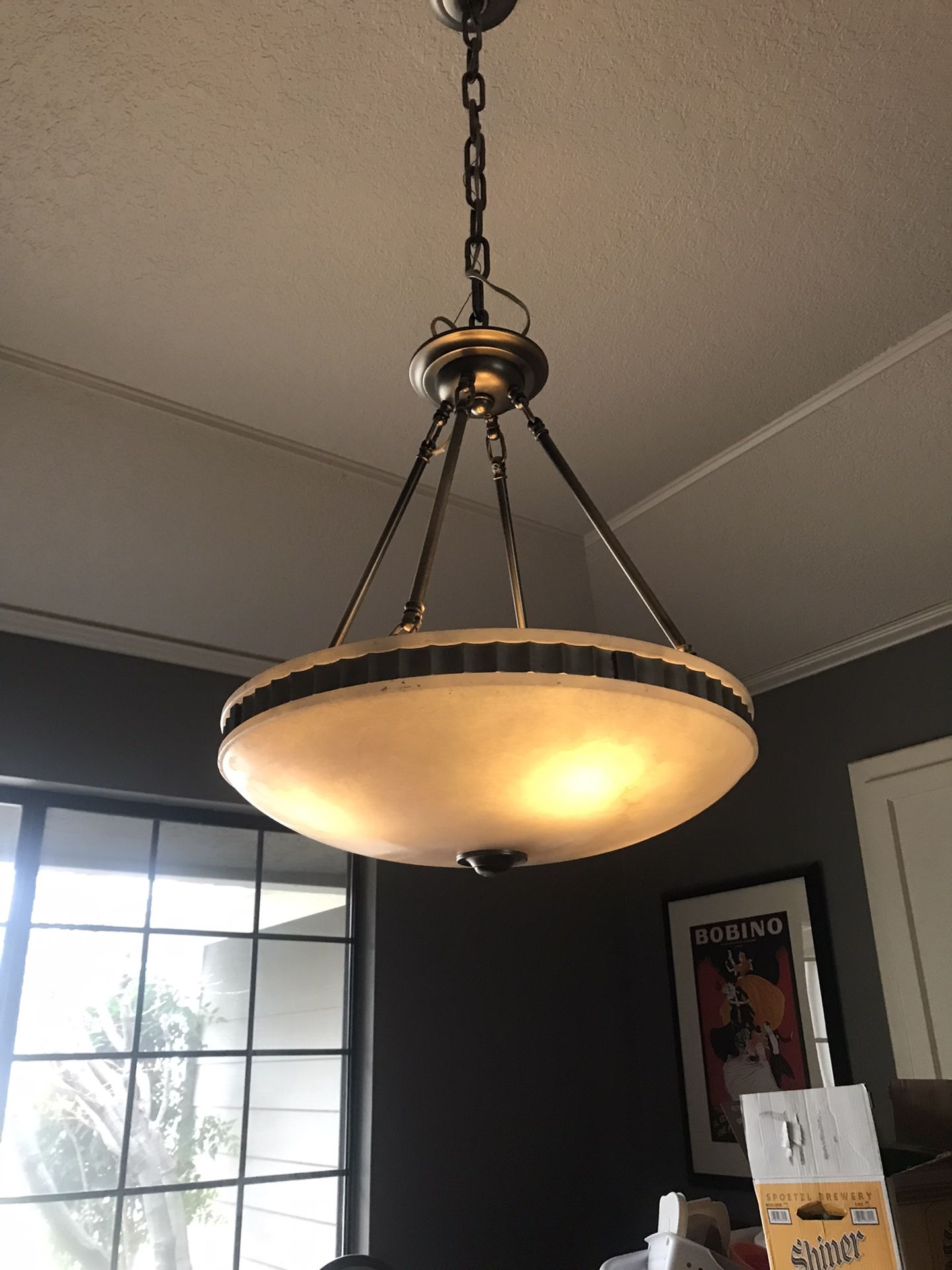Ethan Allen Alabaster Pendant Chandelier