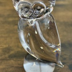 Vintage 1975 Signed "Jon" Art Glass Owl Figurine Paperweight