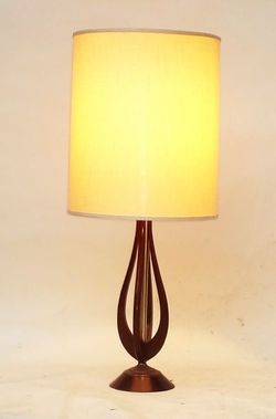 Mid Century Modern Danish Style Teak or Walnut Table Lamp