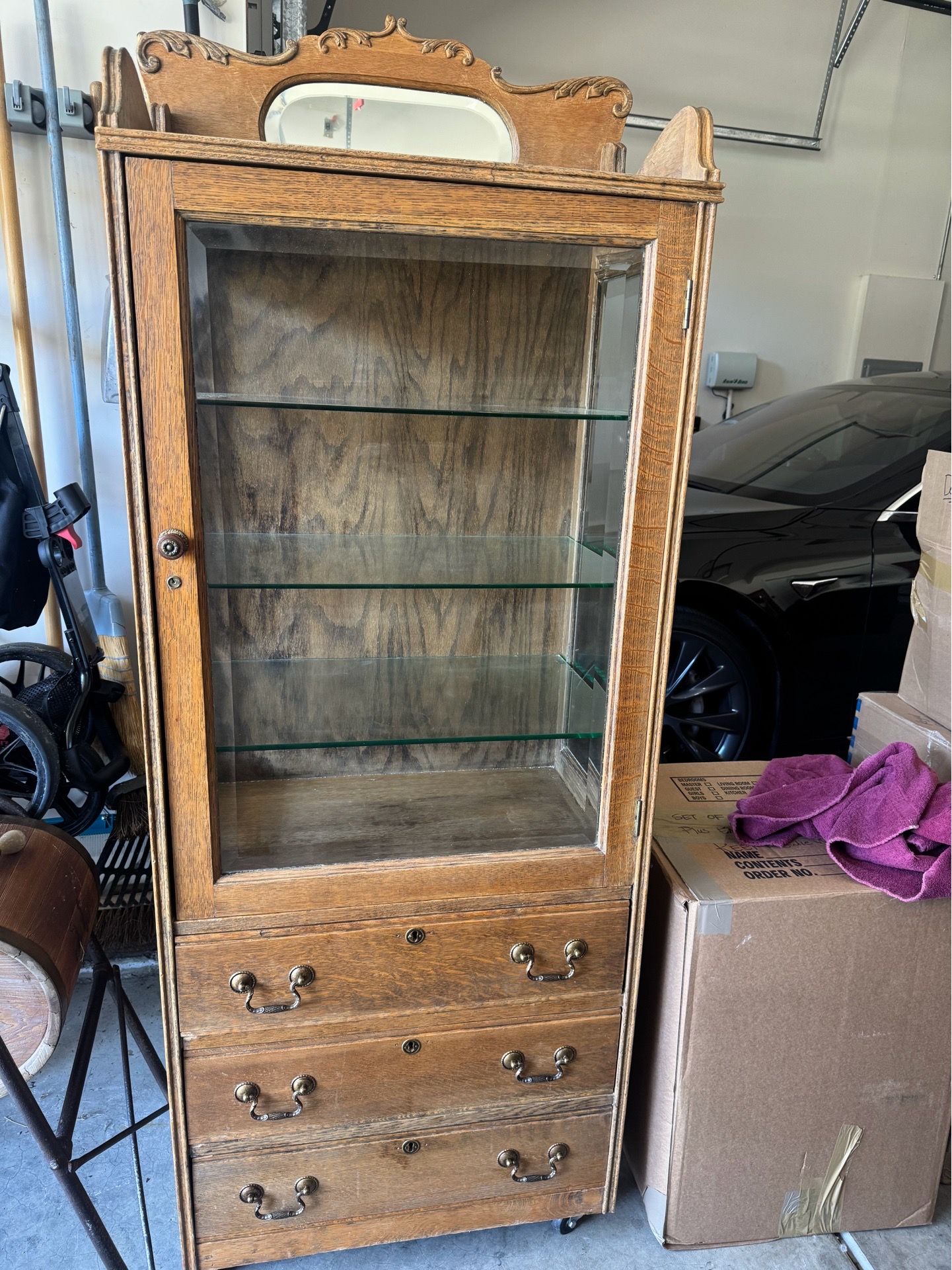 Early 1900’s Antique Oak Display Cabinet