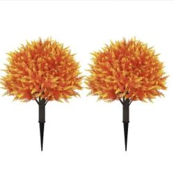 HOYMN 2 ft. Artificial Cedar Ball Topiary Tree Autumn Fall Decor with Ground Spike (2-Pack) for Indoor/Outdoor