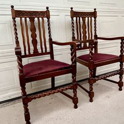 Pair Of Antique Barley Twist Chairs